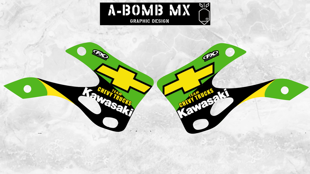 KAWASAKI KX250 & KX125 2001 Ricky Carmichael Team CHEVY TRUCKS Kawasaki Partial Graphics Kit