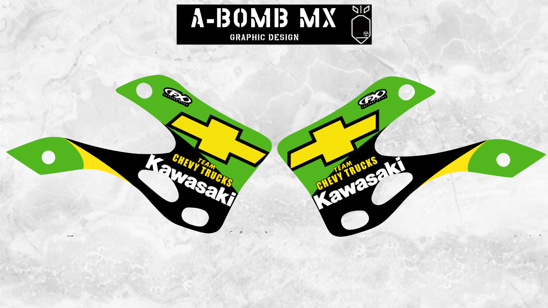 KAWASAKI KX250 & KX125 2001 Ricky Carmichael Team CHEVY TRUCKS Kawasaki Partial Graphics Kit