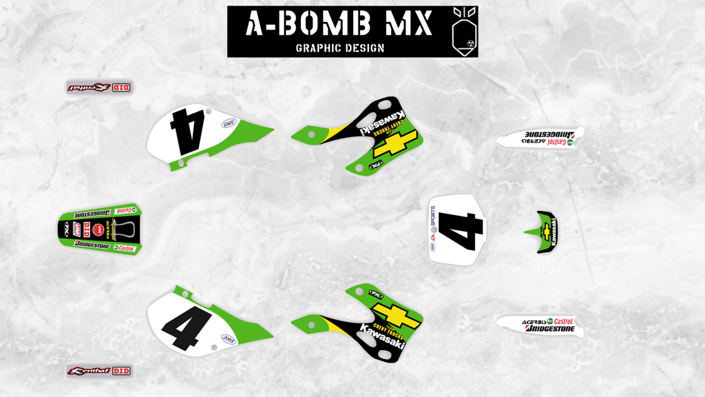 KAWASAKI KX250 & KX125 2001 Ricky Carmichael Team CHEVY TRUCKS Kawasaki Graphics