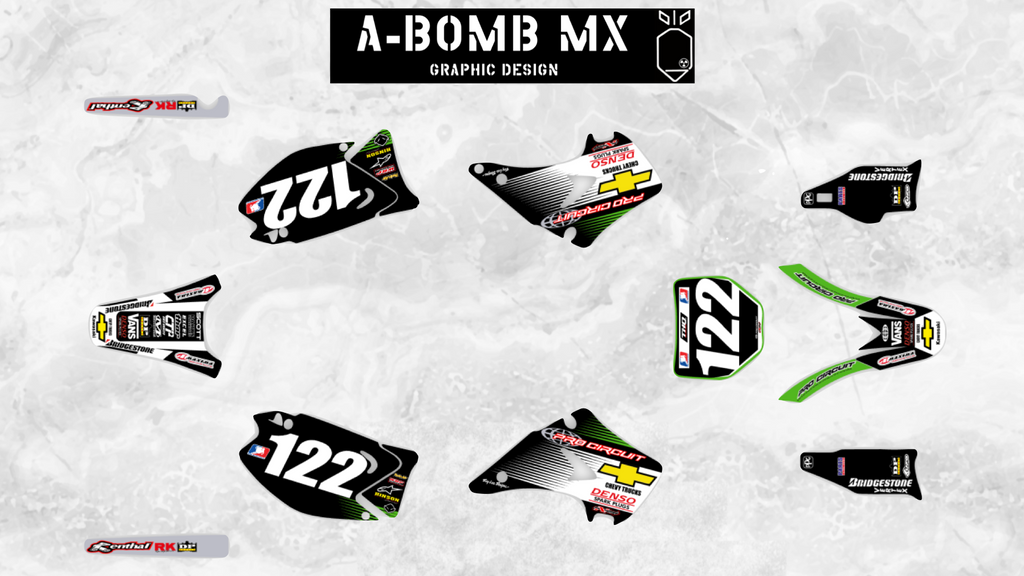 KAWASAKI KX125 2004 Matt Walker Team Procircuit Style Replica Graphics Kit
