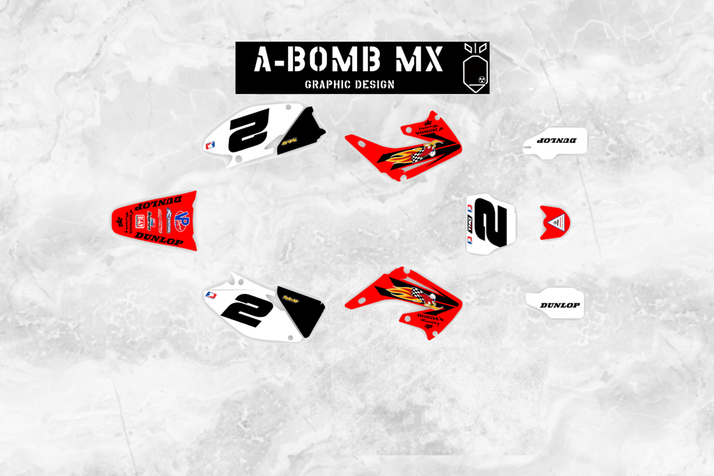 HONDA CR250 & CR125 2005 Jeremy McGrath Honda Woody Woodpecker Style Graphics Kit