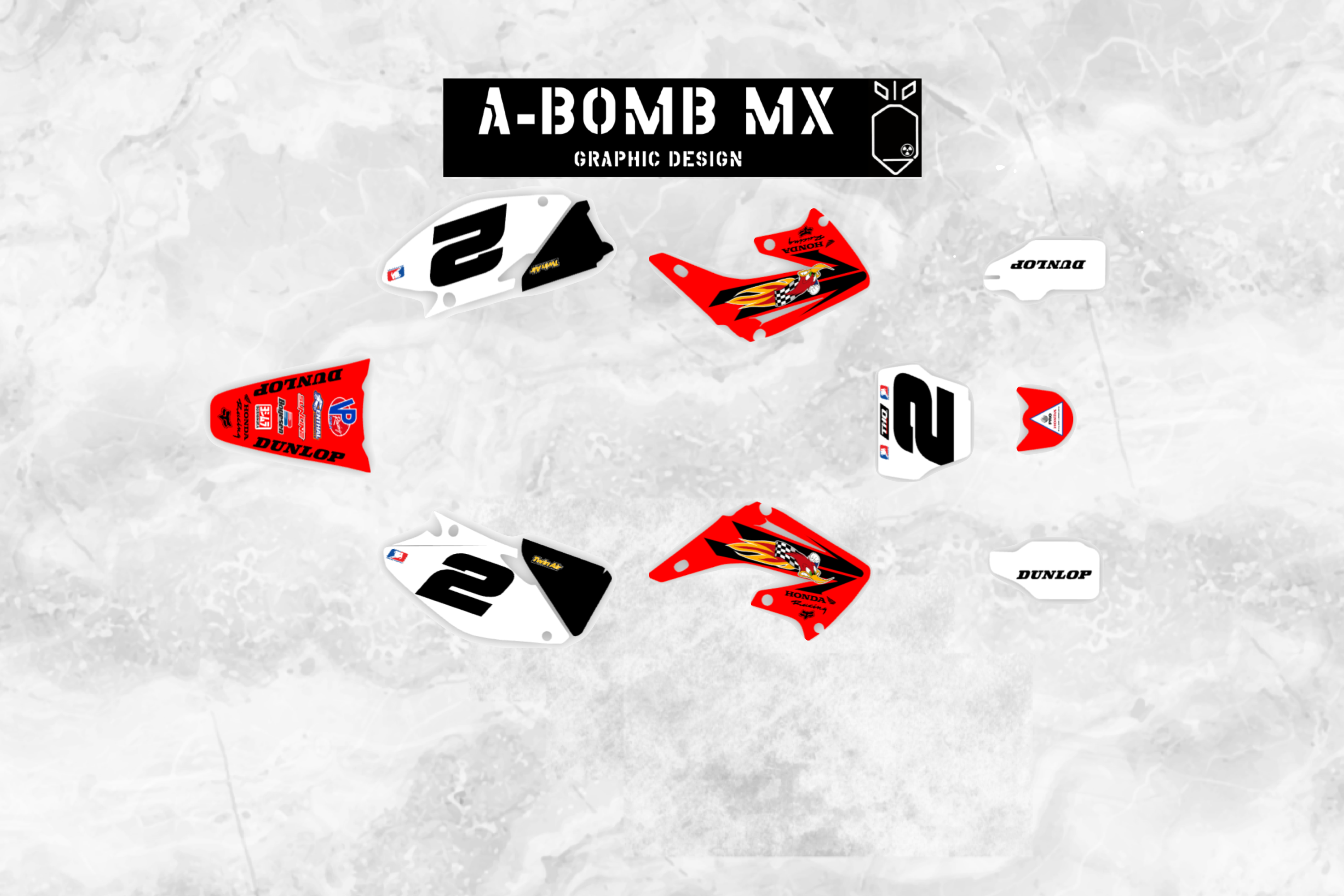 HONDA CR250 & CR125 2005 Jeremy McGrath Honda Woody Woodpecker Style Graphics Kit