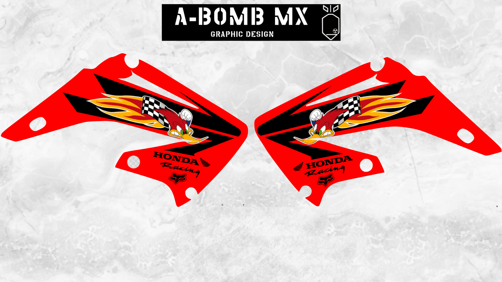 HONDA CR250 & CR125 2005 Jeremy McGrath Honda Woody Woodpecker Style Partial Graphics Kit