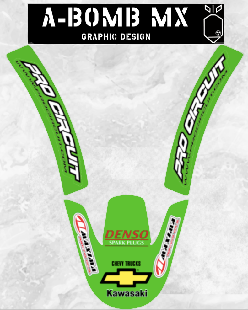 KAWASAKI KX125 2003 Mike Brown Team Procircuit Style Replica Graphics Kit