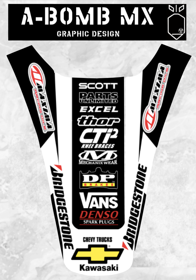 KAWASAKI KX125 2003 Mike Brown Team Procircuit Style Replica Graphics Kit
