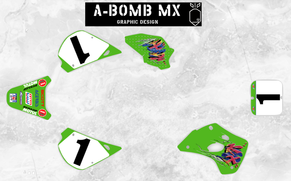 KAWASAKI KX80 & KX100 1993 OEM Style Graphics Complete